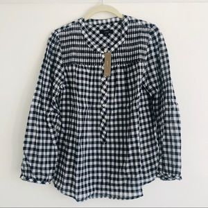 NWT J Crew 100% Cotton Gingham Blouse Top Size S